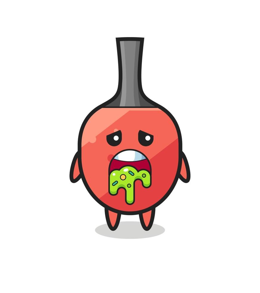 the cute table tennis racket character with puke vector