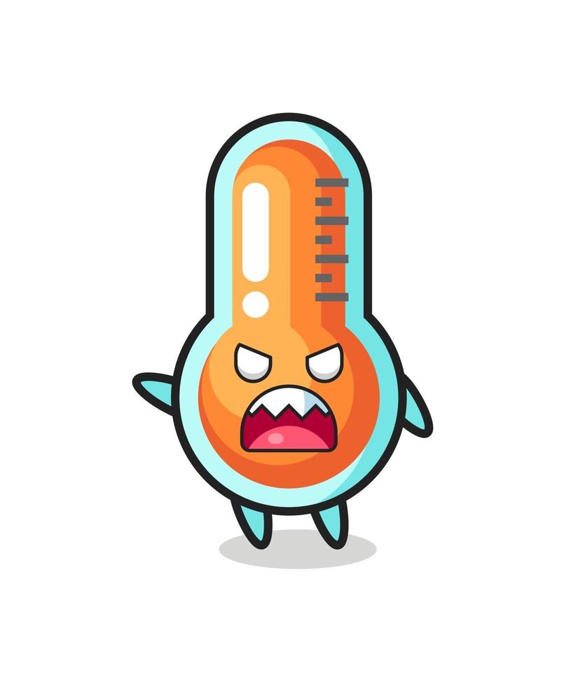 cute thermometer cartoon in a very angry pose vector