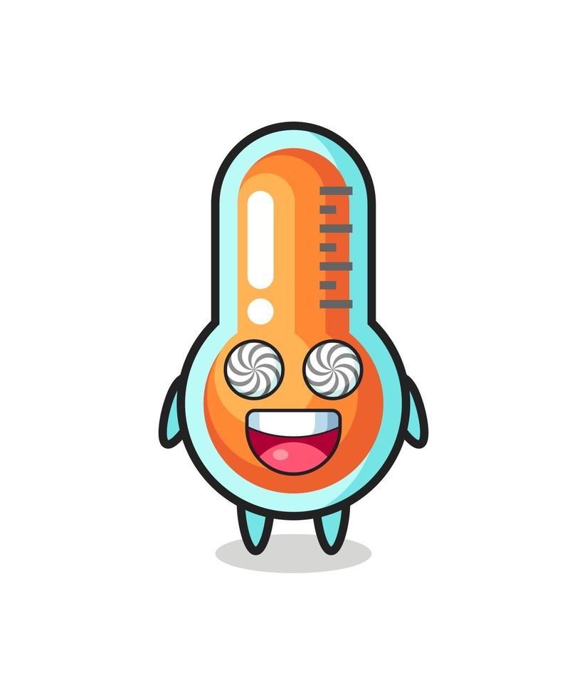 cute thermometer character with hypnotized eyes vector