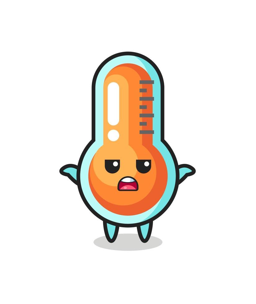 thermometer mascot character saying I do not know vector