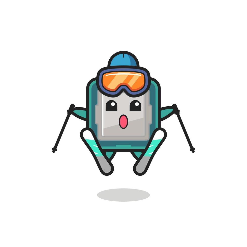 processor mascot character as a ski player vector