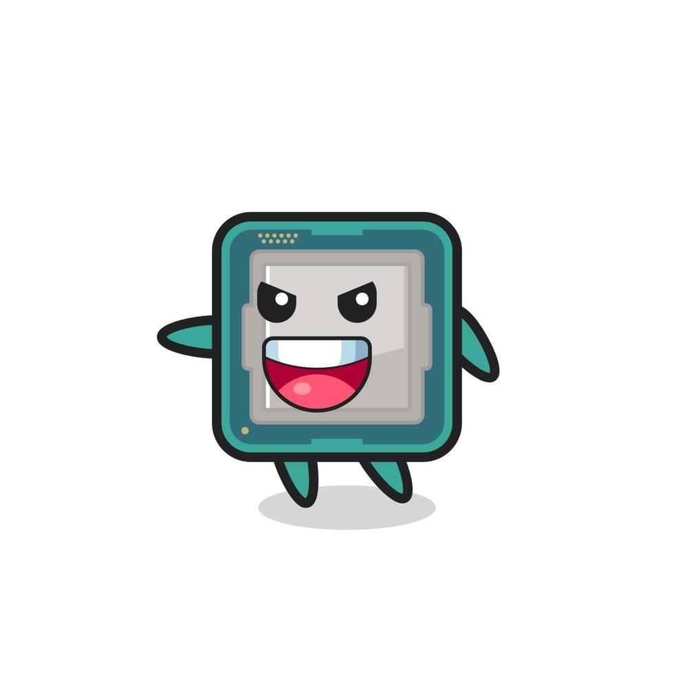 processor cartoon with very excited pose vector