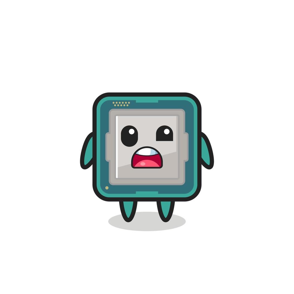 the shocked face of the cute processor mascot vector
