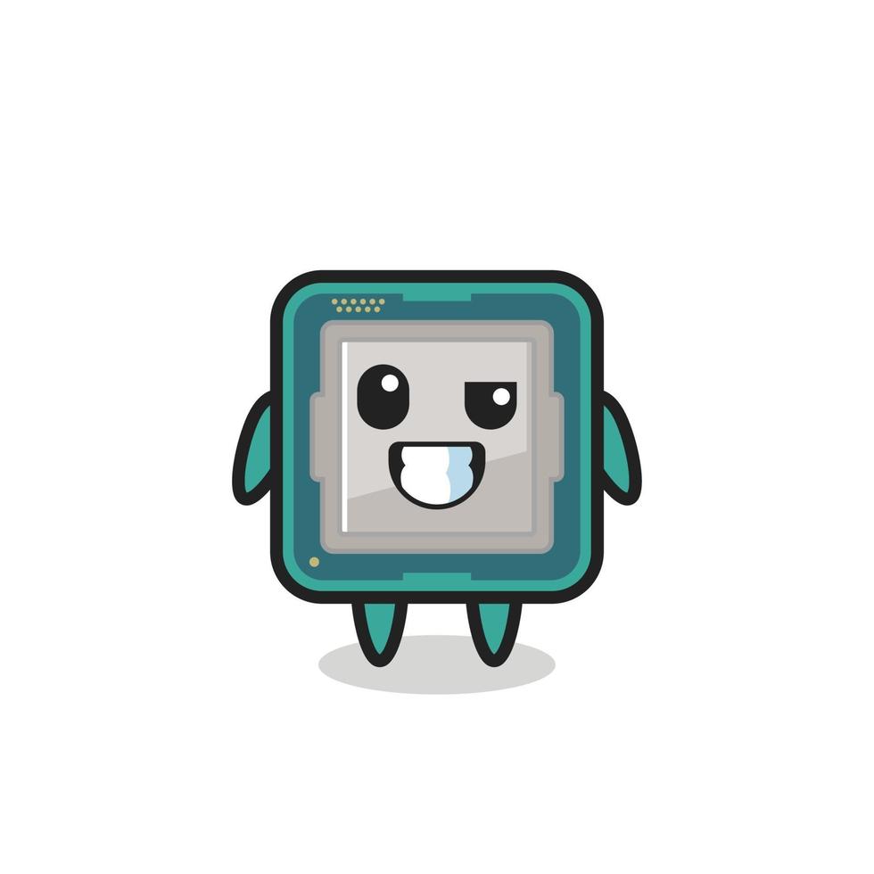 cute processor mascot with an optimistic face vector