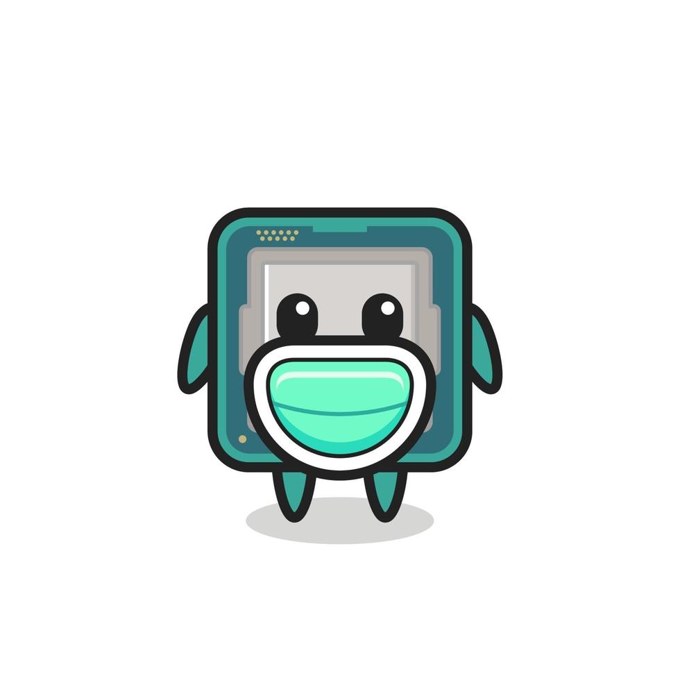 cute processor cartoon wearing a mask vector