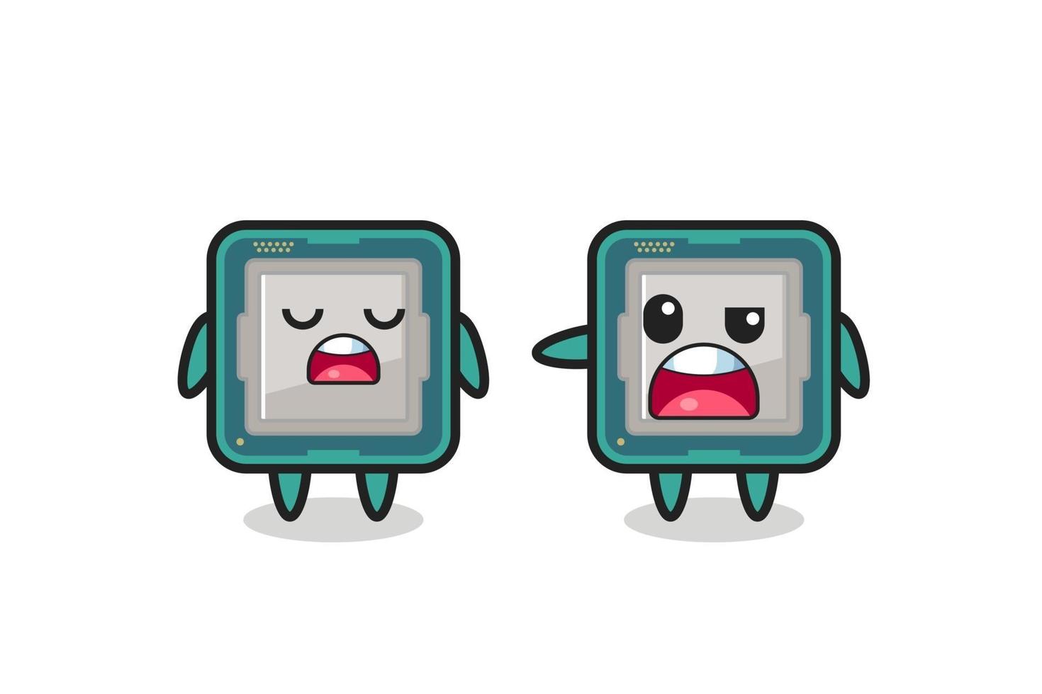 illustration of the argue between two cute processor characters vector