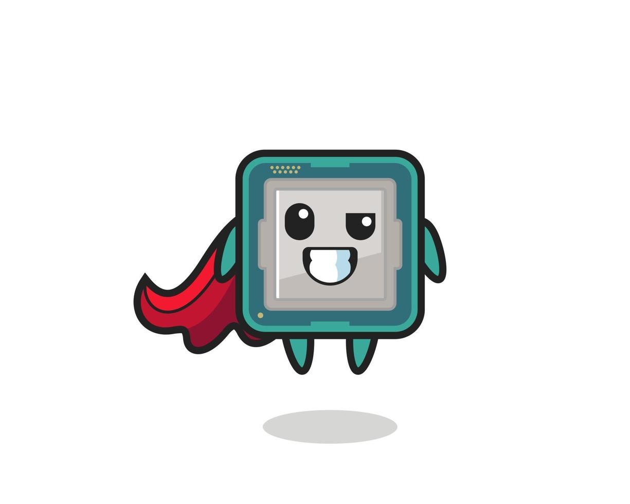 the cute processor character as a flying superhero vector