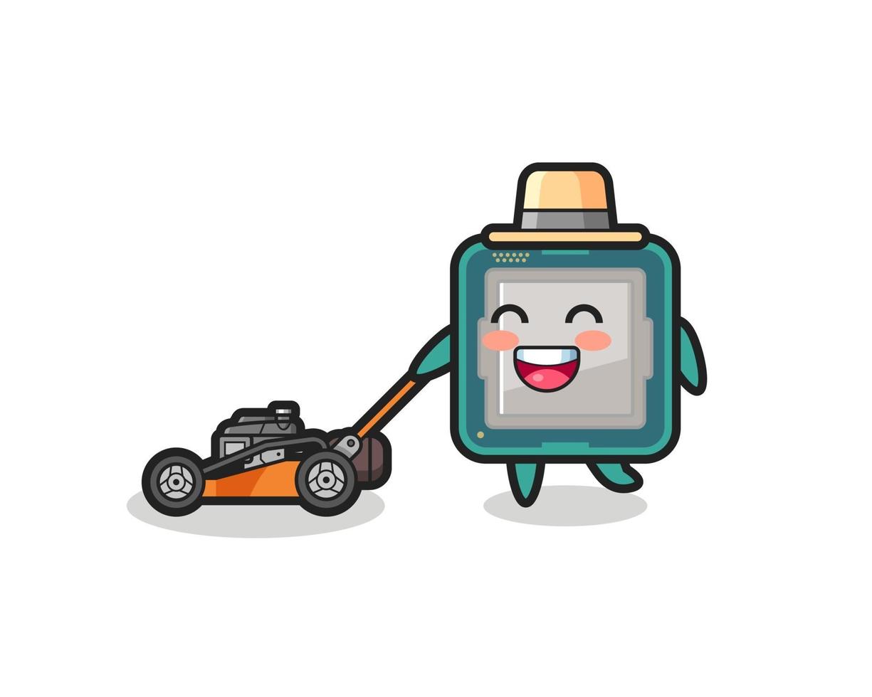 illustration of the processor character using lawn mower vector
