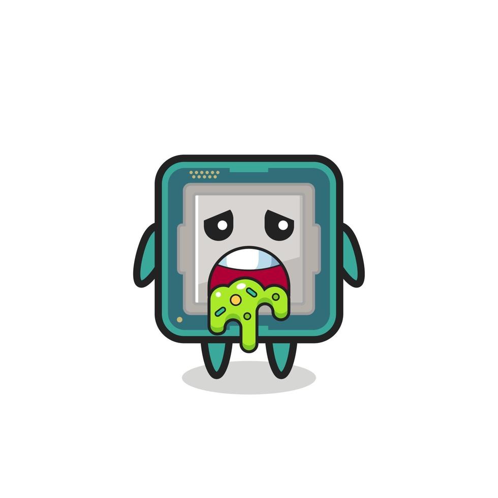 the cute processor character with puke vector