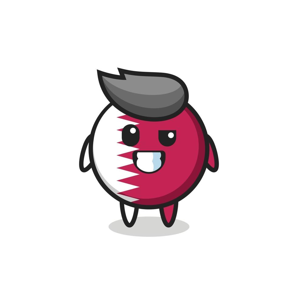 cute qatar flag badge mascot with an optimistic face vector