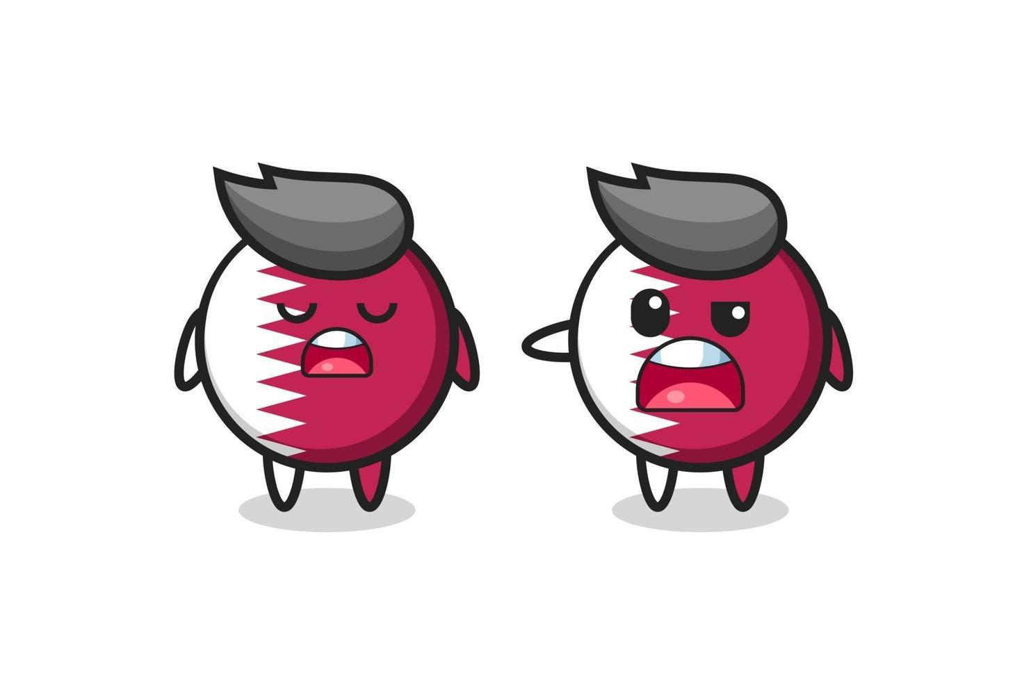 illustration of the argue between two cute qatar flag badge characters vector