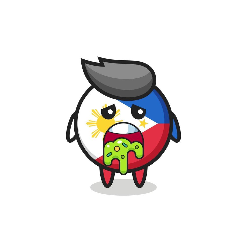 the cute philippines flag badge character with puke vector