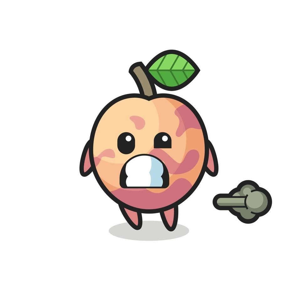 the illustration of the pluot fruit cartoon doing fart vector