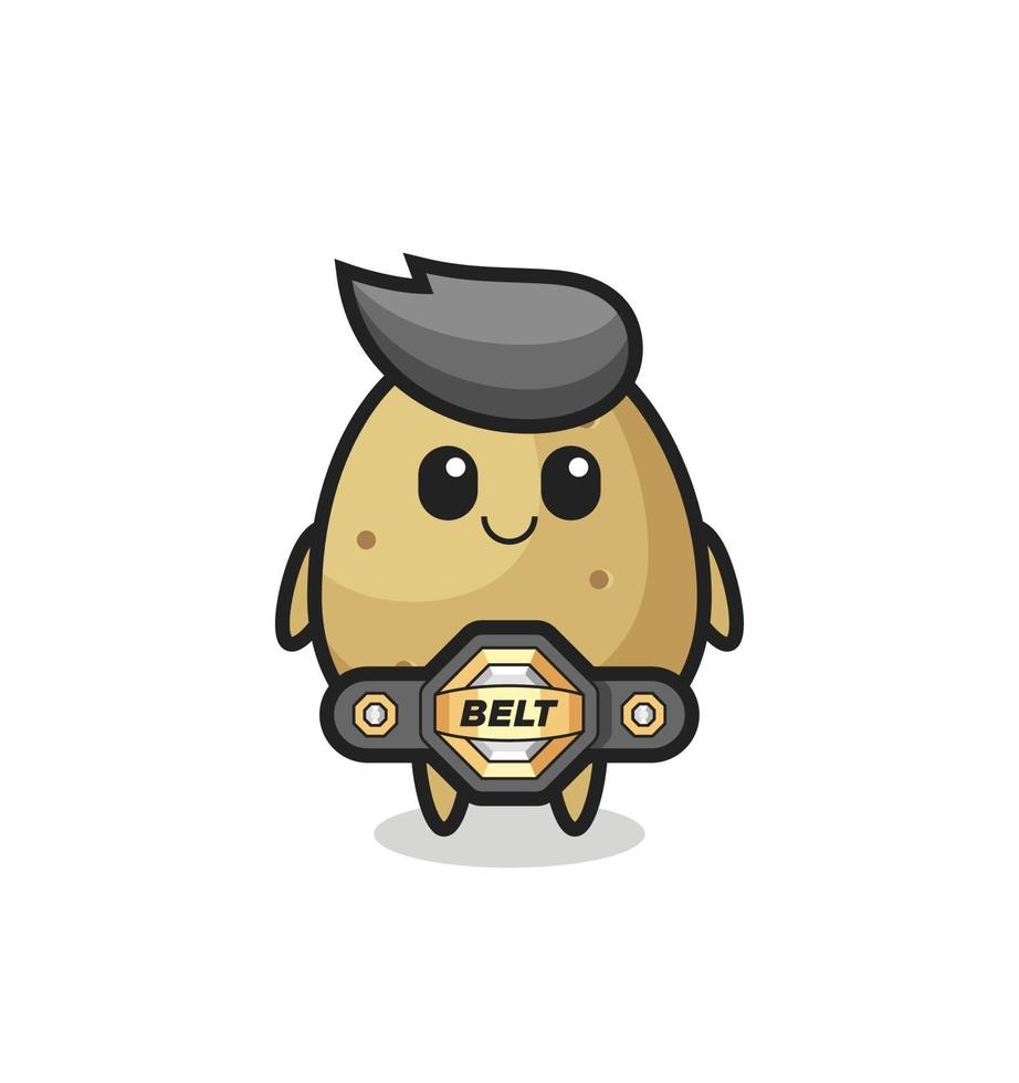 the MMA fighter potato mascot with a belt vector