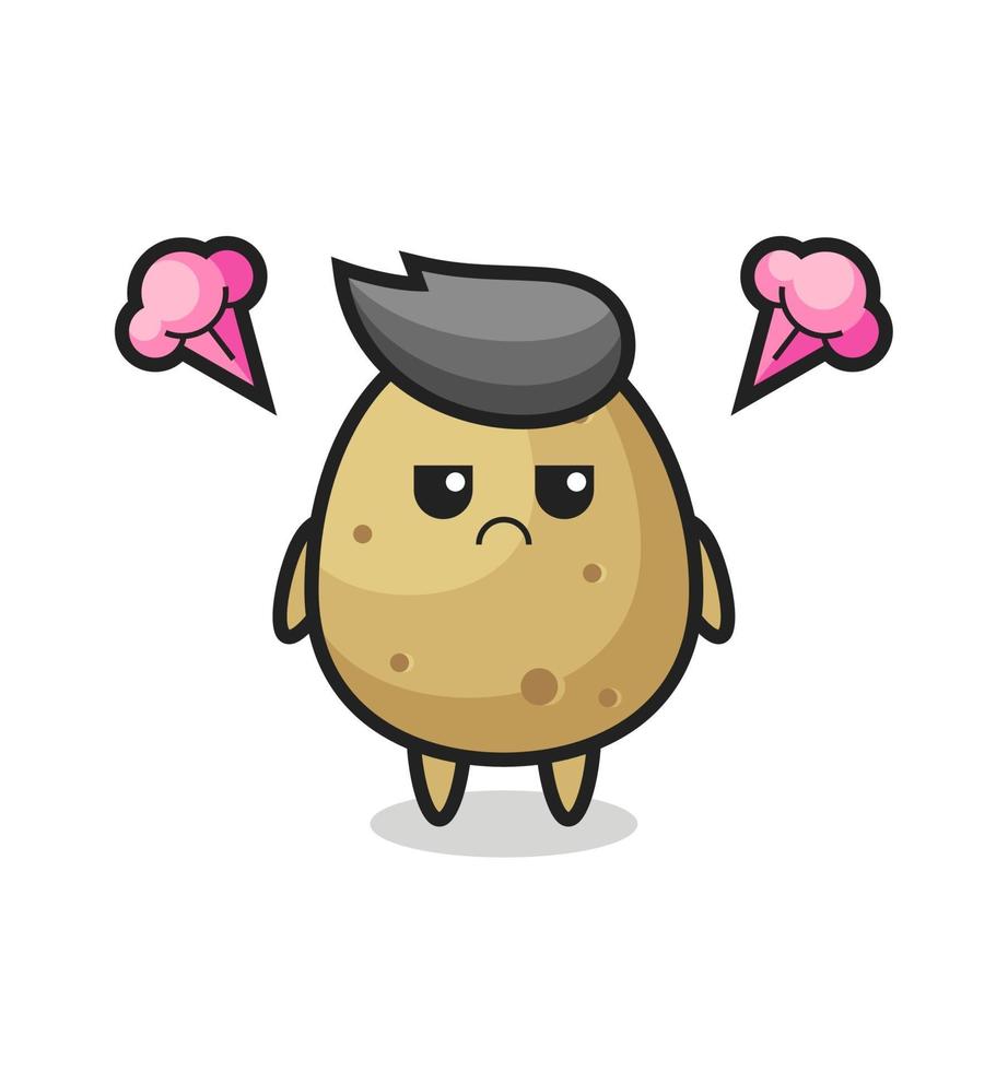 annoyed expression of the cute potato cartoon character vector