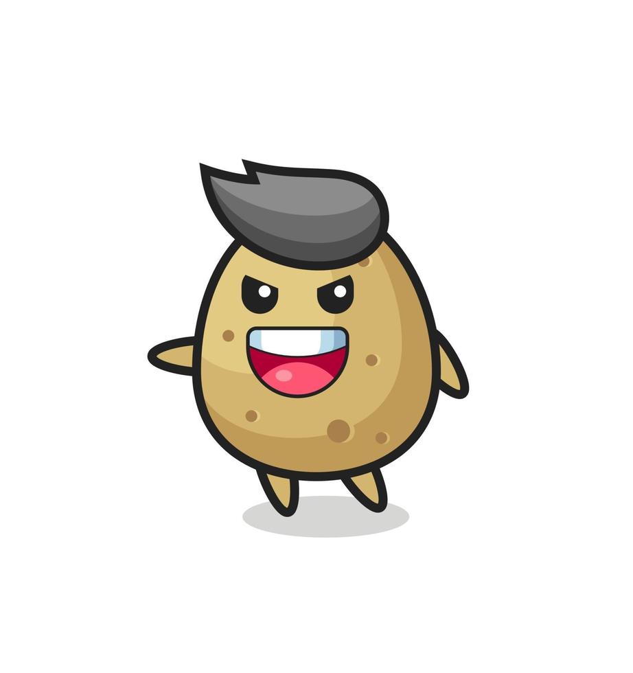 potato cartoon with very excited pose vector