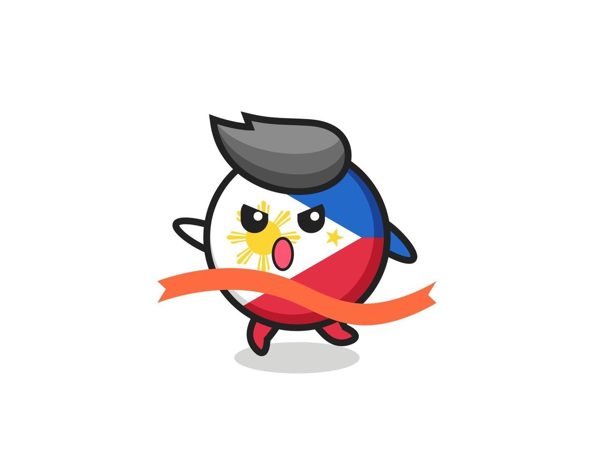 cute philippines flag badge illustration is reaching the finish vector