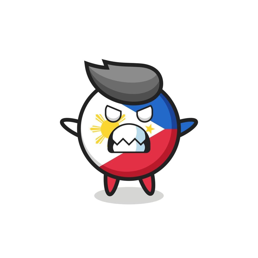 expresión airada del personaje de la mascota de la insignia de la bandera de filipinas vector