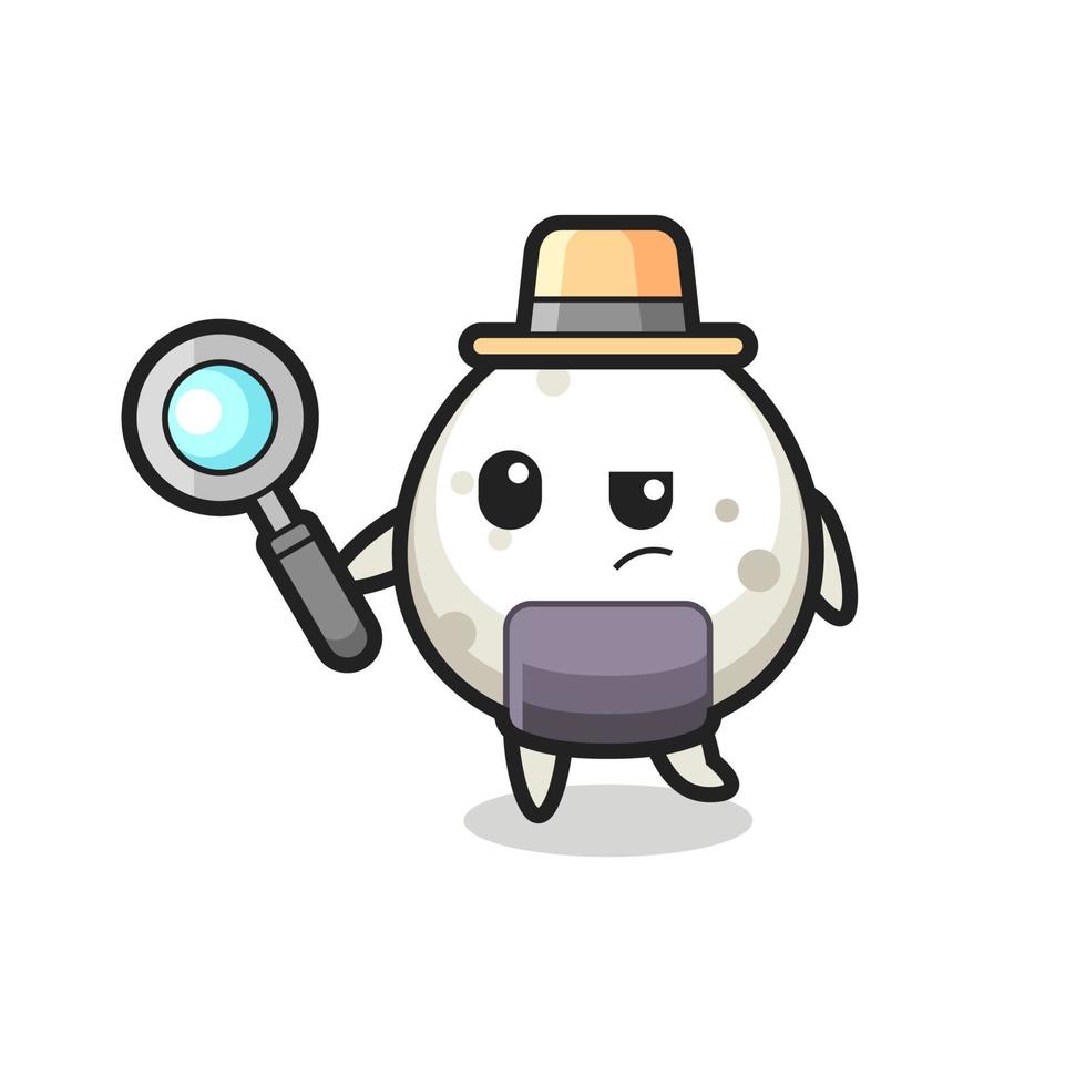 onigiri detective character is analyzing a case vector