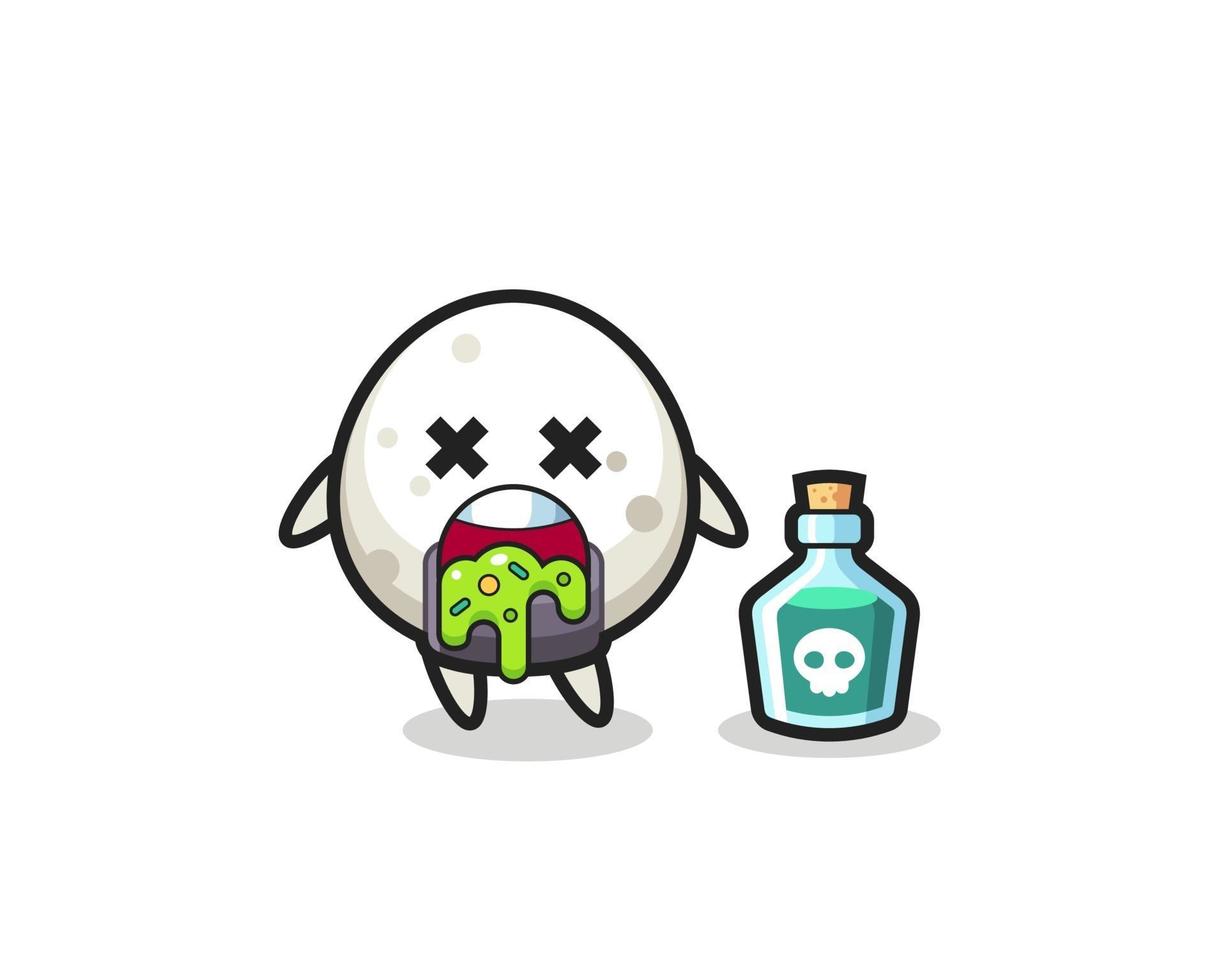 illustration of an onigiri character vomiting due to poisoning vector