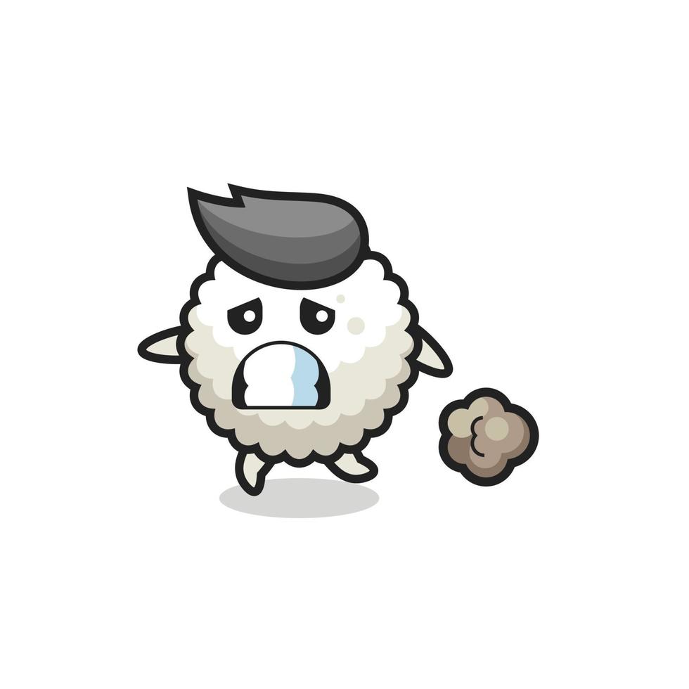 illustration of the rice ball running in fear vector