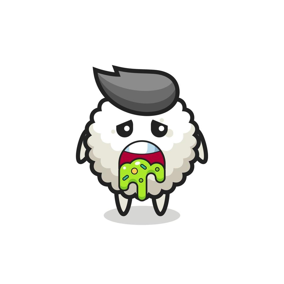 the cute rice ball character with puke vector