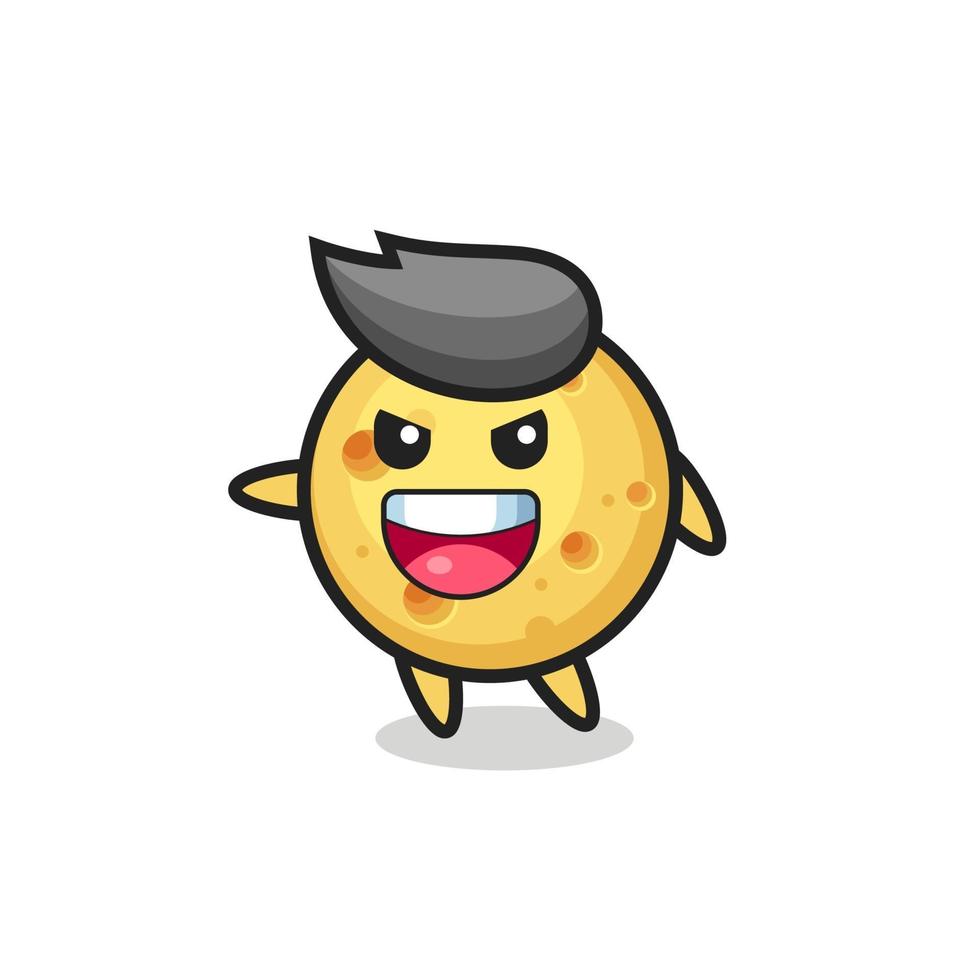 round cheese cartoon with very excited pose vector