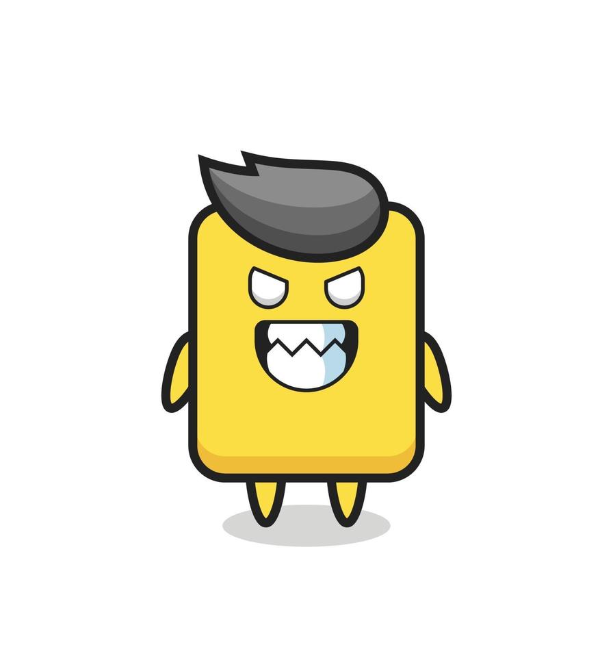 evil expression of the yellow card cute mascot character vector