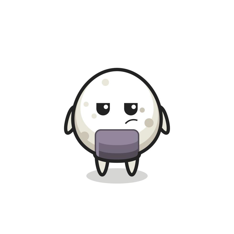 cute onigiri character with suspicious expression vector