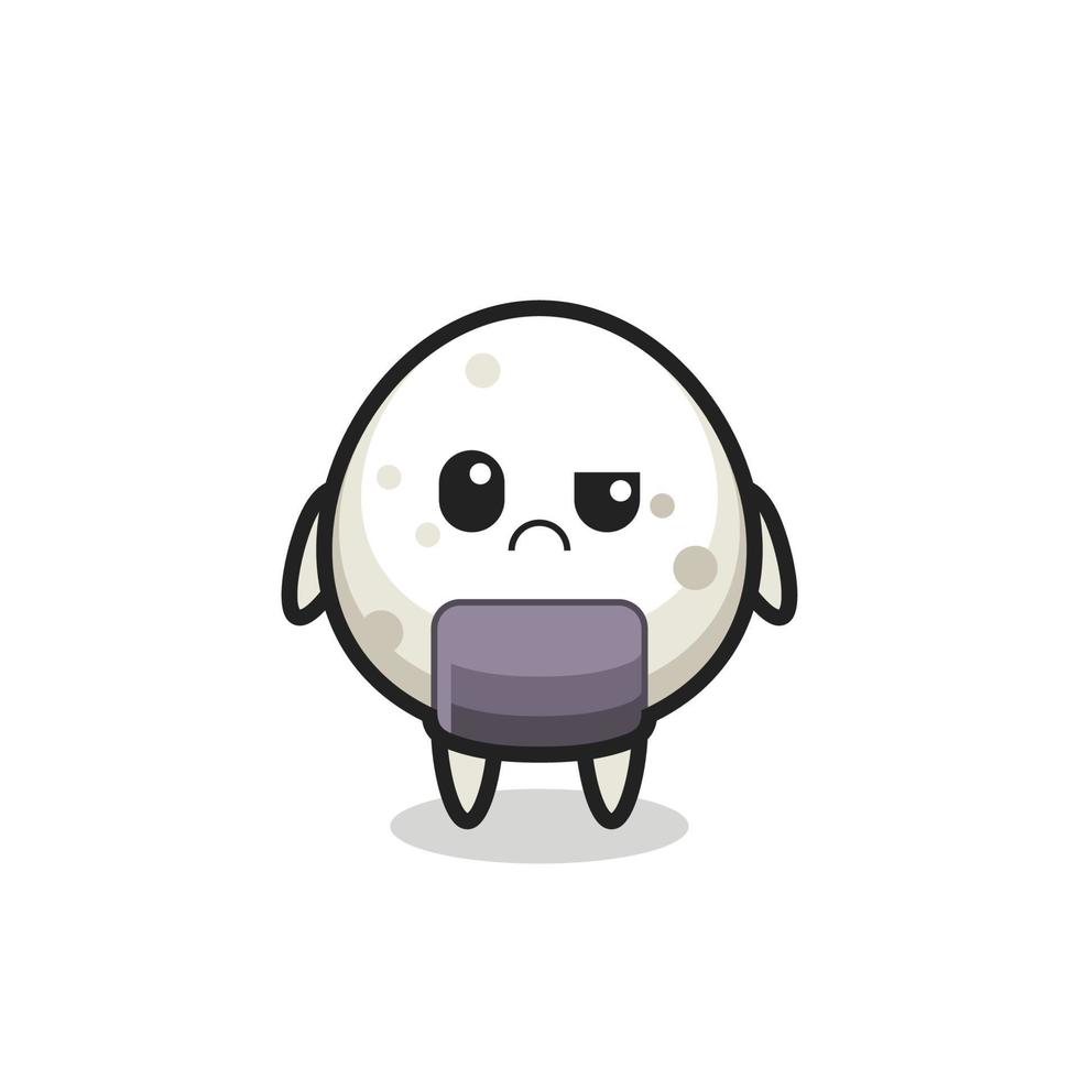 la mascota del onigiri con cara de escepticismo vector