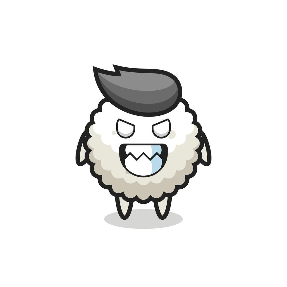 evil expression of the rice ball cute mascot character vector