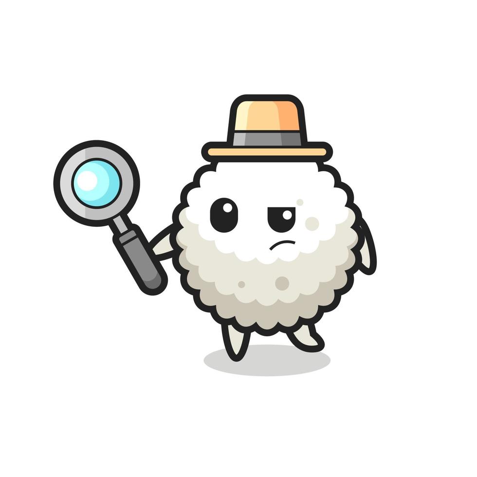 rice ball detective character is analyzing a case vector