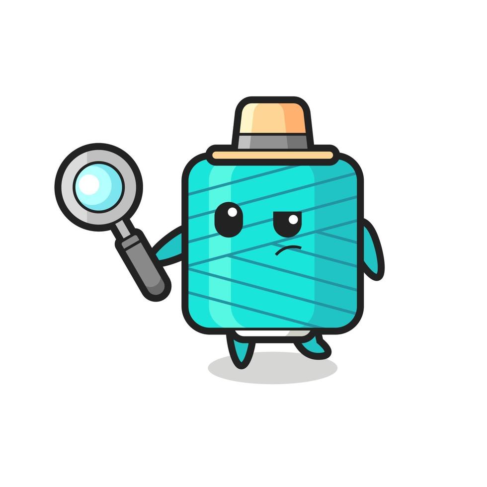 yarn spool detective character is analyzing a case vector