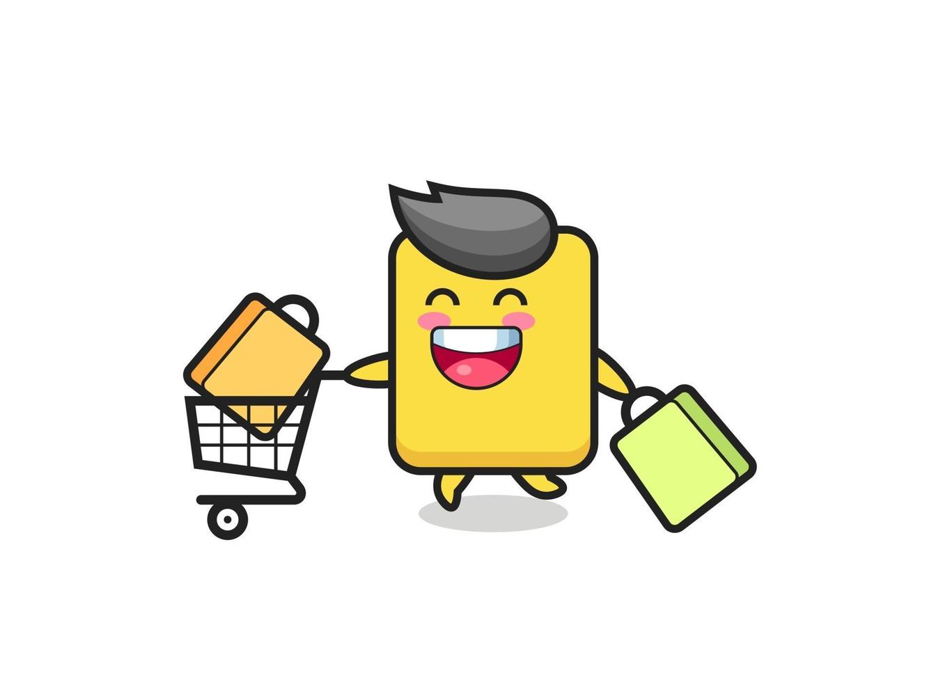 black Friday illustration with cute yellow card mascot vector