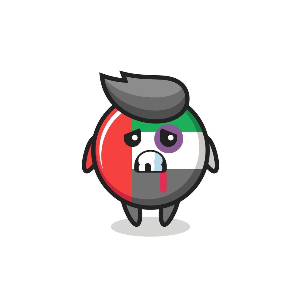injured uae flag badge character with a bruised face vector