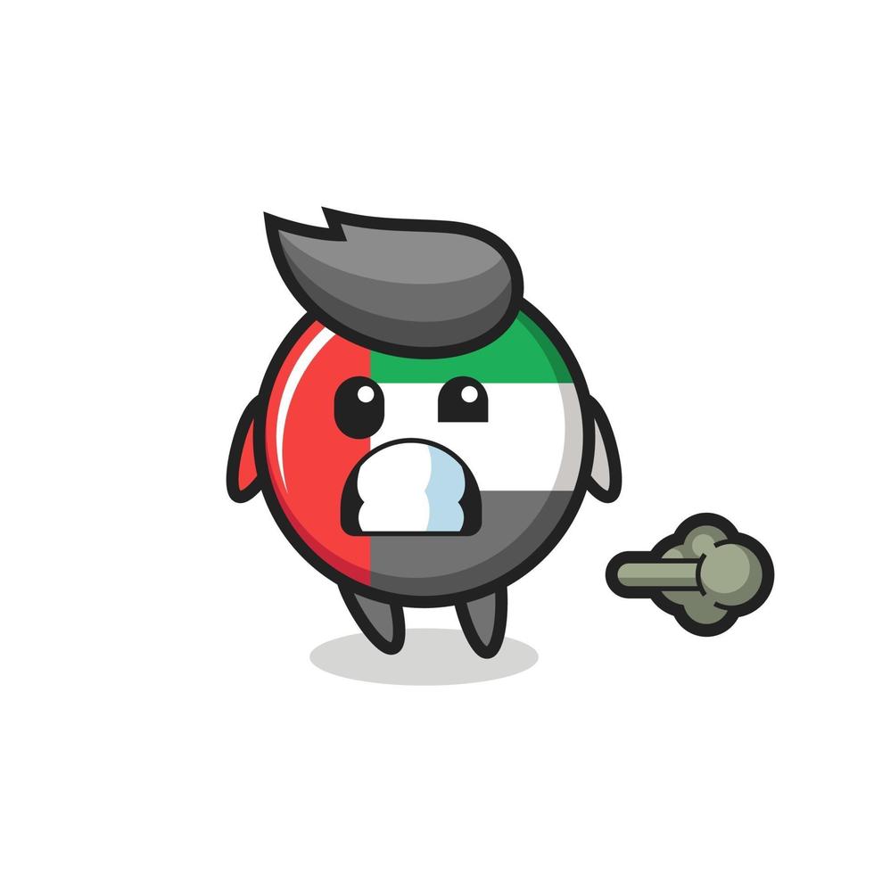 the illustration of the uae flag badge cartoon doing fart vector