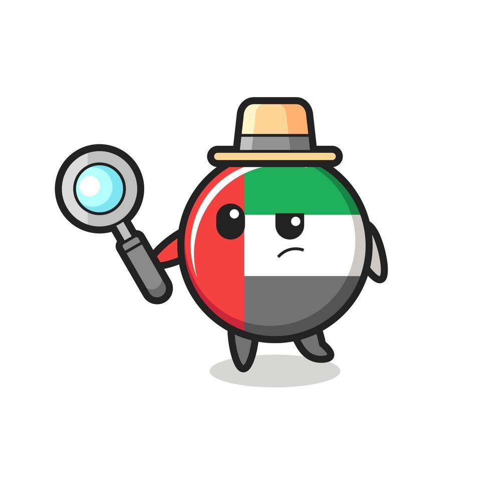 uae flag badge detective character is analyzing a case vector