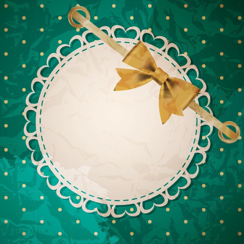Vector greeting card with frame and bow. Space for your text or