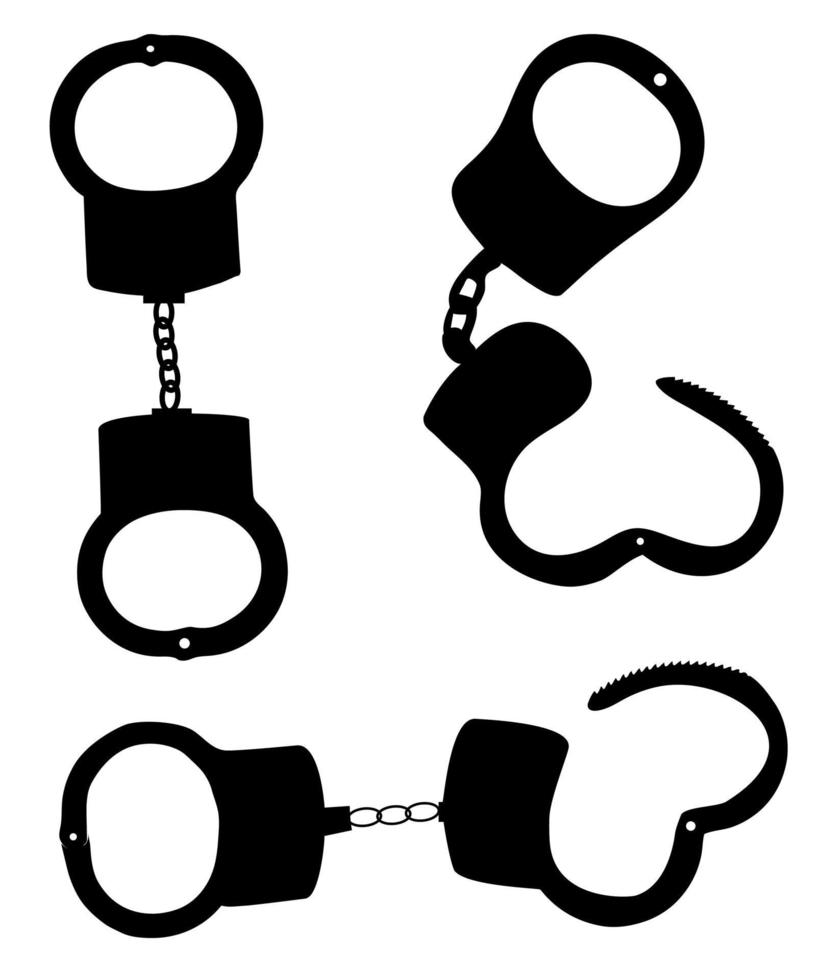 handcuffs silhouettes vector illustration on white background