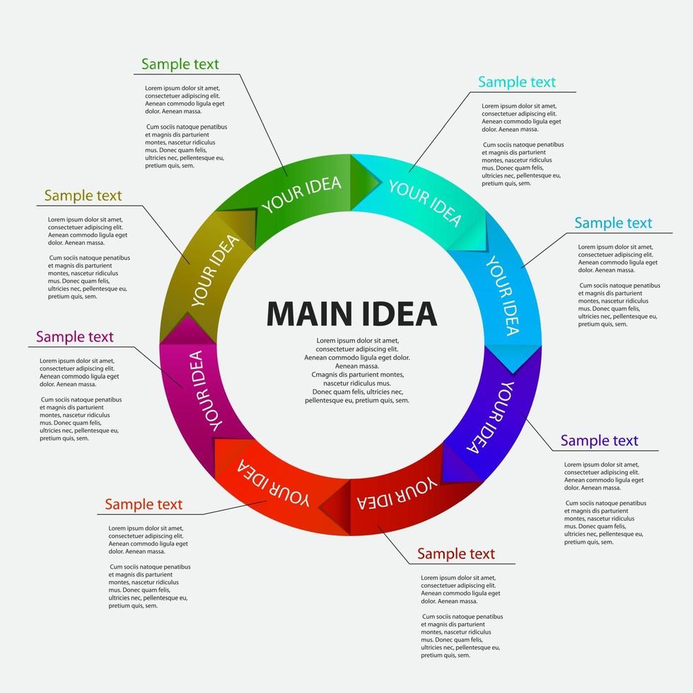 concepto de coloridos carteles circulares con flechas para diferentes b vector