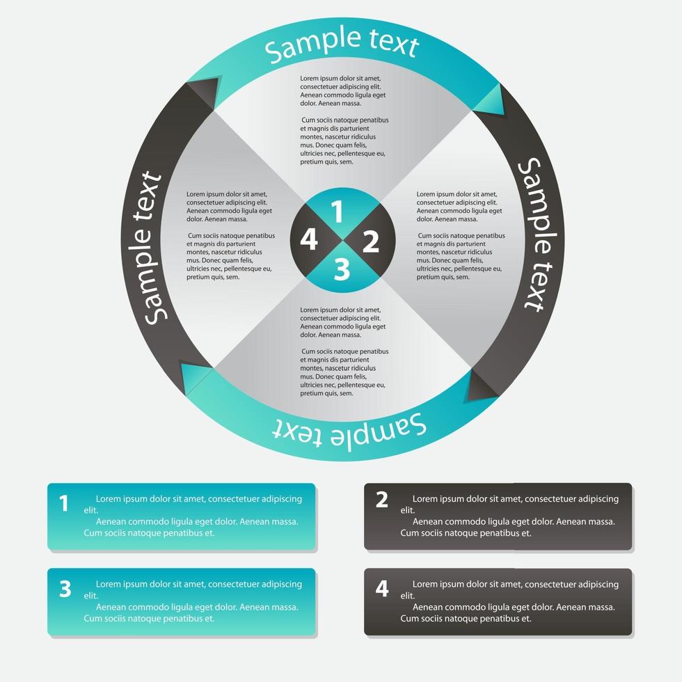 Concept of colorful circular banners with arrows for different b vector