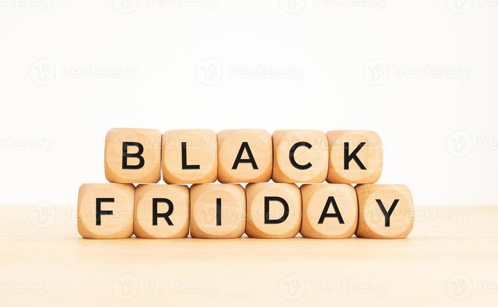 Black Friday phrase on wooden blocks. Copy space photo