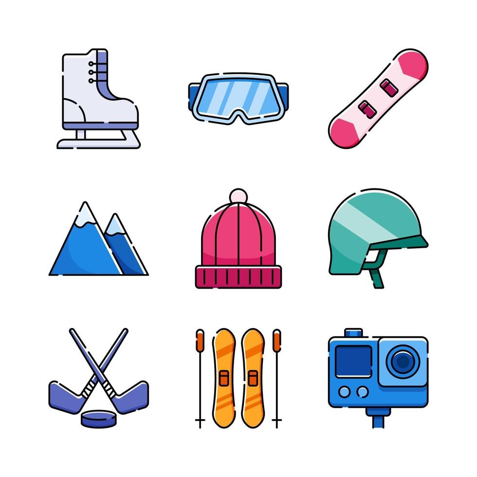 conjunto de iconos de actividad de deporte de invierno vector