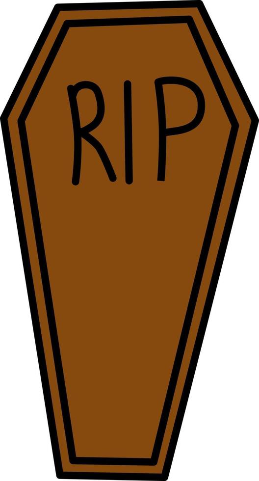 Vector isolated halloween element wooden coffin RIP