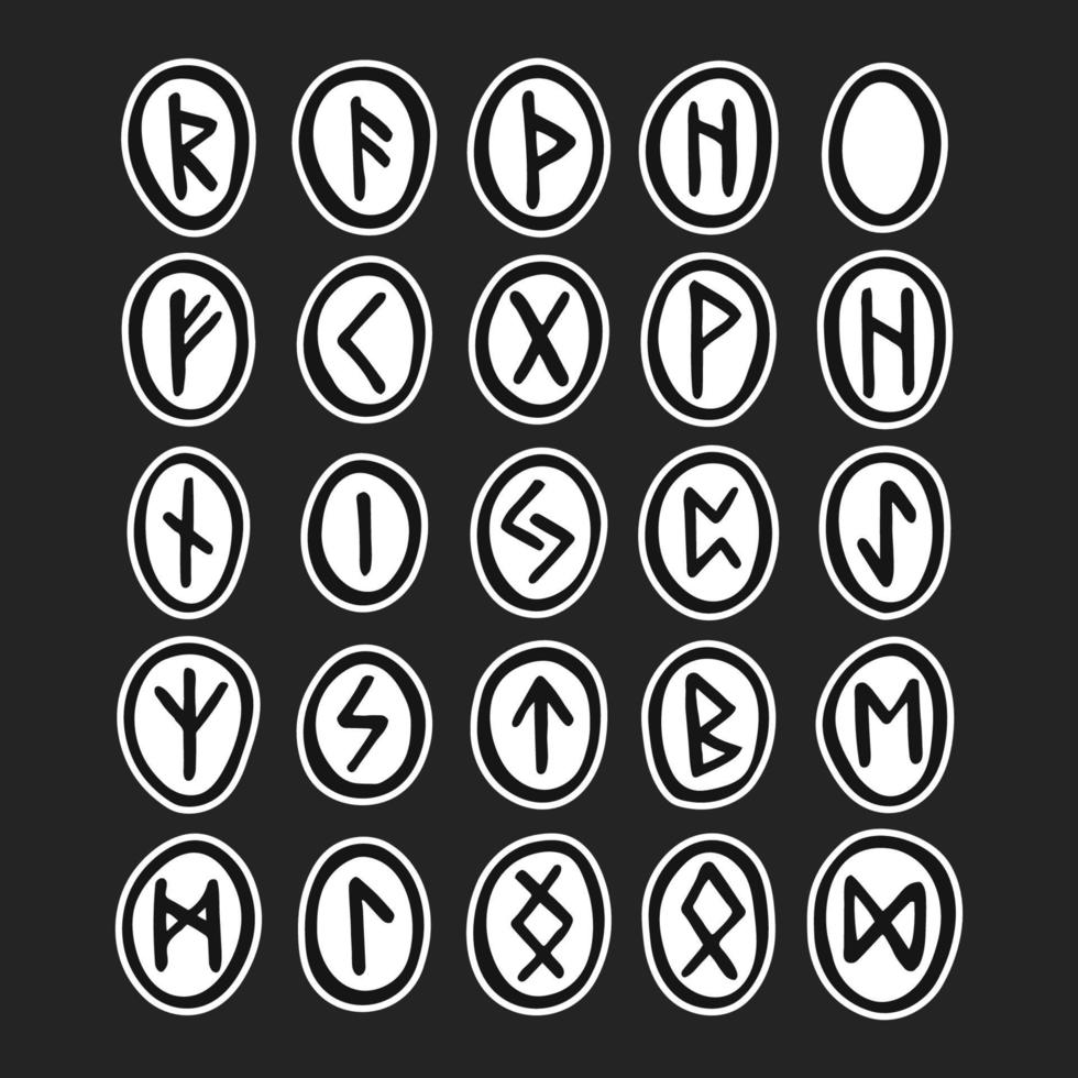 Scandinavian magic runes fortune teller prediction witchcraft tool vector