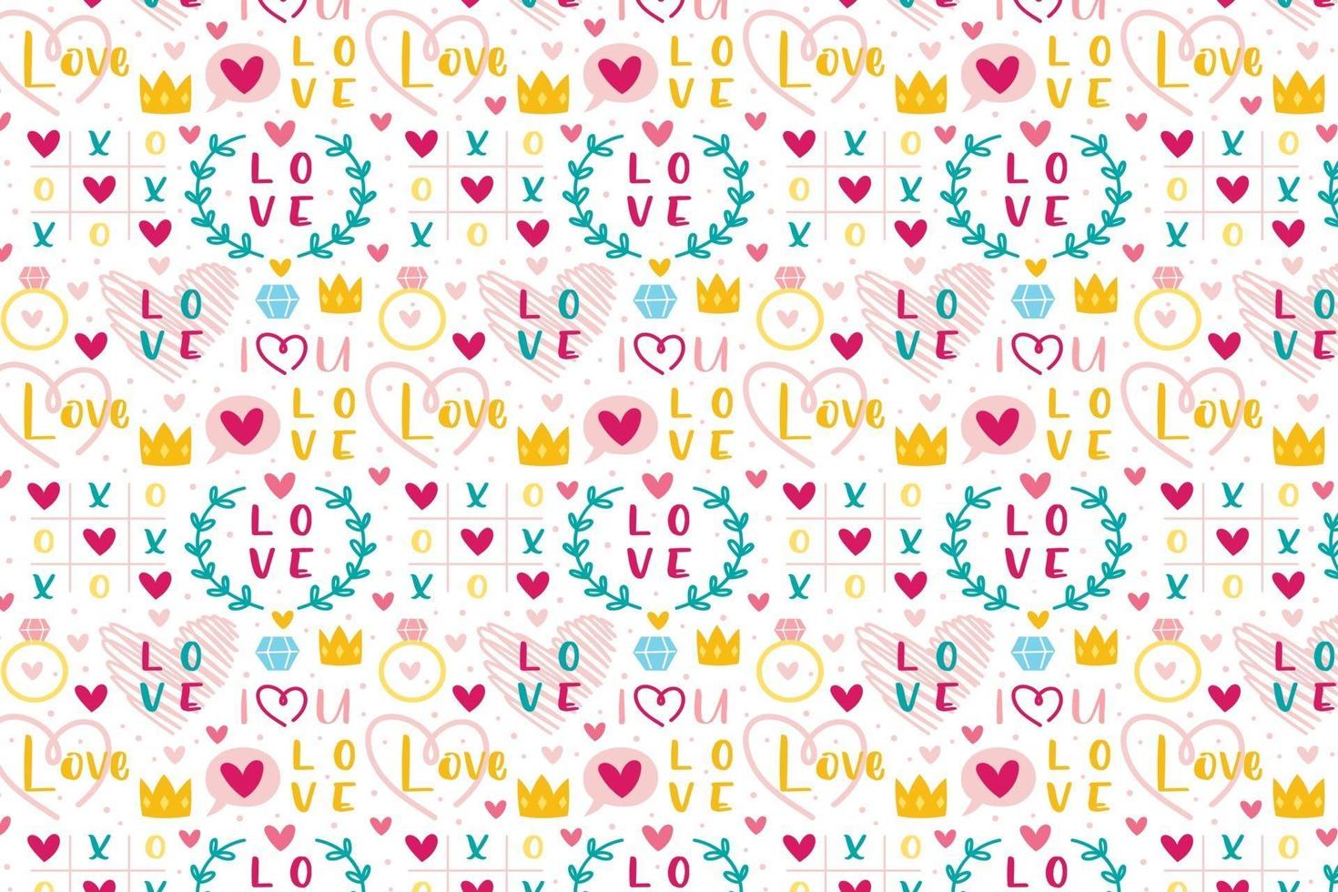 St Valentines Day love heart ring crown relationship emotion passion pattern texture background vector