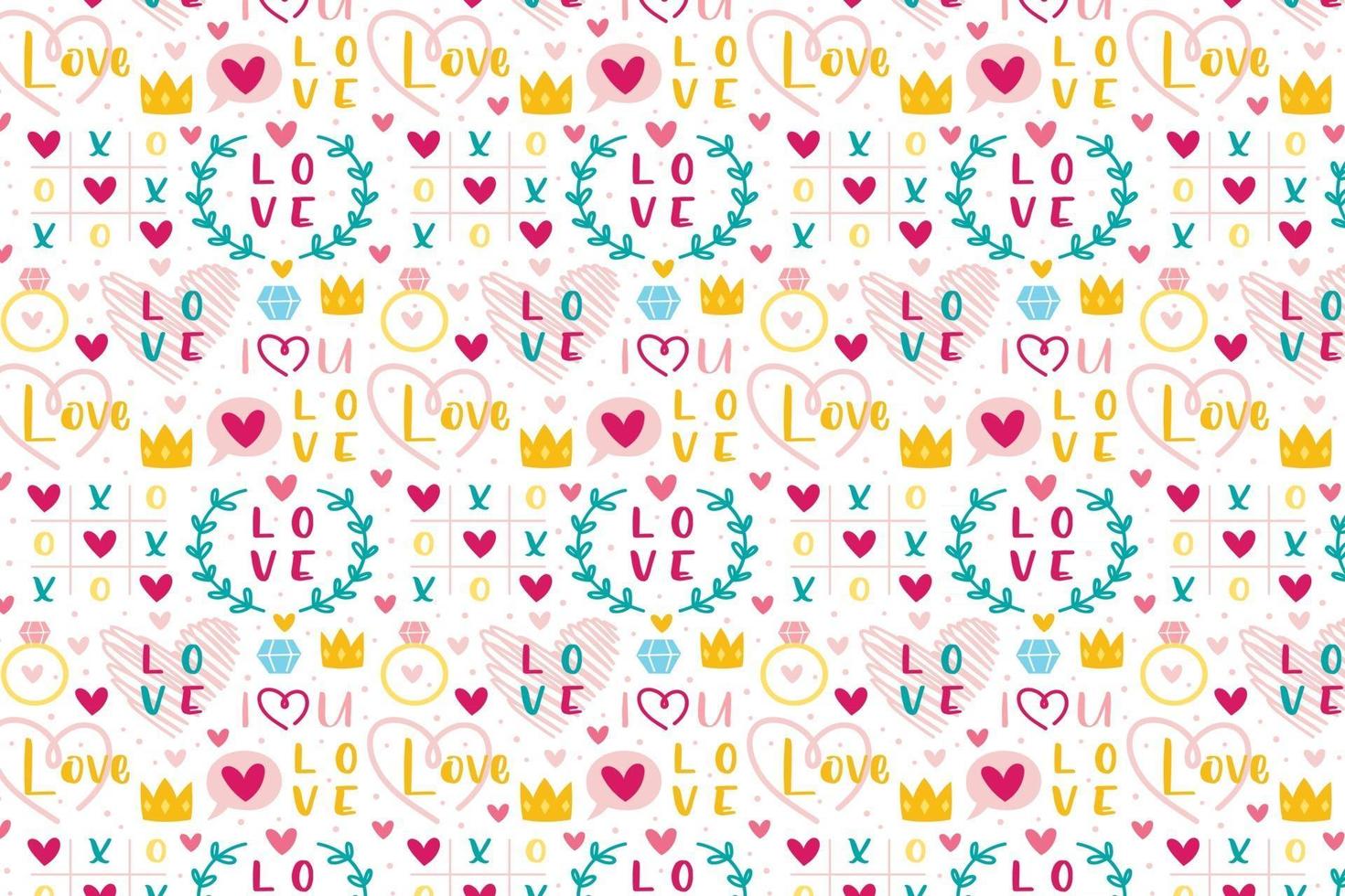 St Valentines Day love heart ring crown relationship emotion passion pattern texture background vector