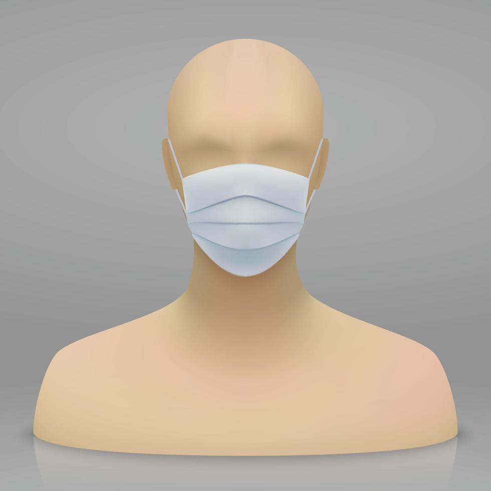 head with medical face mask design vector