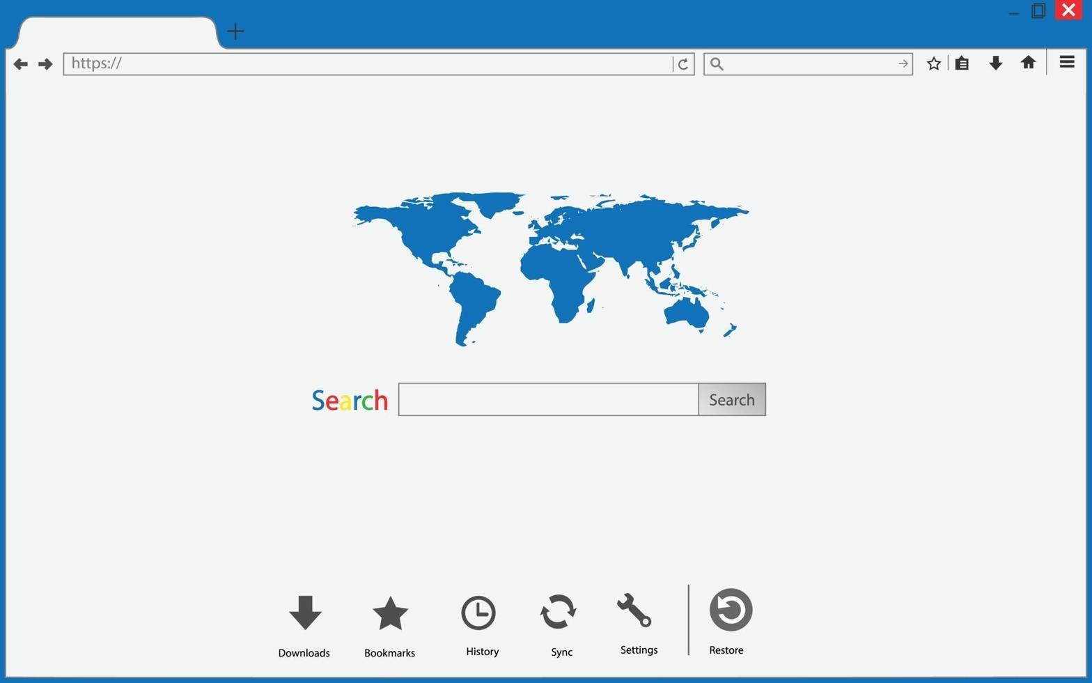 ventana del navegador sobre fondo transparente. búsqueda del navegador. vector