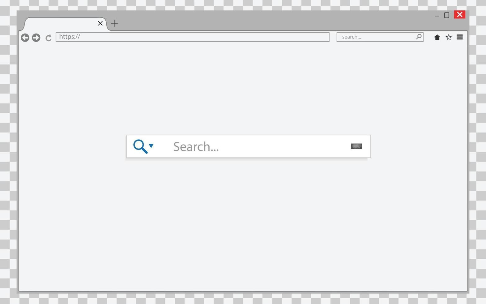browser window on transparent background. Browser search. vector